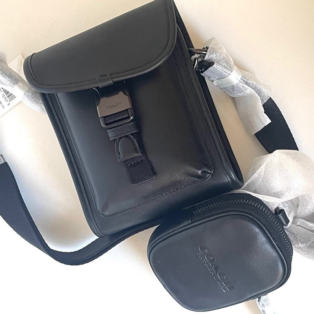 Coach Charter C2388 Black Leather 2-in-1 Crossbody Pouch